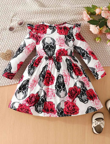 Halloween Skull Print Dress - Mini Berni